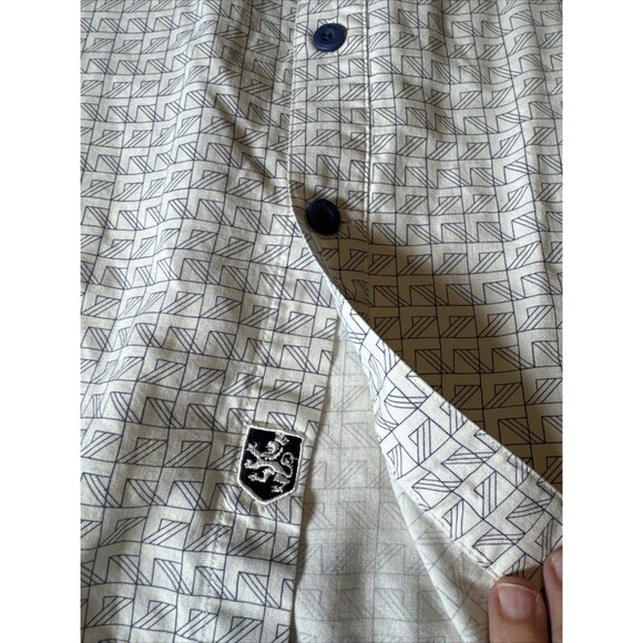 Nat Nast‎ Luxury Men’s Large Short Sleeve Button Up Silk Blend Geometric Print - Picture 6 of 8